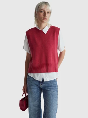 Benetton, Vest In Wool And Viscose Blend, Size: S, Strawberry, Women United Colors of Benetton