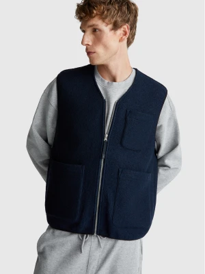 Benetton, Vest In Wool Blend, Size: XS, Dark Blue, Men United Colors of Benetton