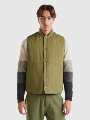 Benetton, Vest With Checked Lining, size XXXL, Military Green, Men United Colors of Benetton