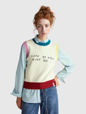 Zdjęcie produktu Benetton, Vest With Coco Capitán Embroidery, Size: XL, Creamy White, Women United Colors of Benetton