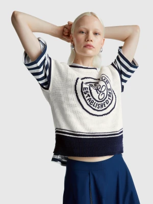 Benetton, Vest With Inlay, Size: XXS, Creamy White, Women United Colors of Benetton