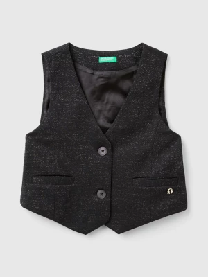 Benetton, Vest With Satin Lining, size M, Black, Kids United Colors of Benetton