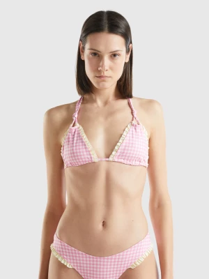 Benetton, Vichy Bikini Top, size 1°, Pink, Women United Colors of Benetton