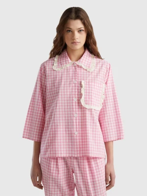 Benetton, Vichy Check Pattern Pyjama Jacket, size L, Pink, Women United Colors of Benetton