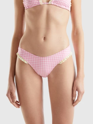 Benetton, Vichy V-shaped Swim Bottoms, size S, Pink, Women United Colors of Benetton