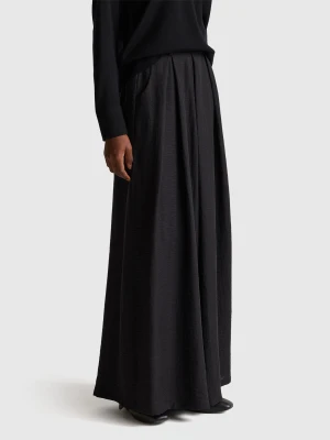 Benetton, Viscose Blend Culottes, Black, Women United Colors of Benetton