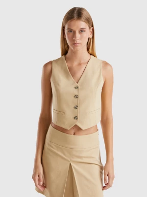 Benetton, Viscose Blend Vest, size , Beige, Women United Colors of Benetton