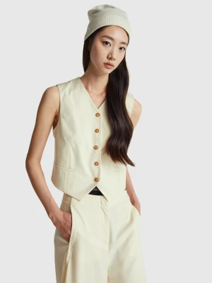 Benetton, Waistcoat, Creamy White, Women United Colors of Benetton