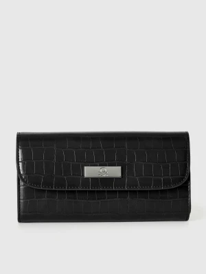 Benetton, Wallet With Coconut Print, Size: OS, Black, Women United Colors of Benetton