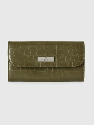 Benetton, Wallet With Coconut Print, Size: OS, Military Green, Women United Colors of Benetton