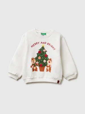 Benetton, Warm Chip & Dale ©disney Christmas Sweatshirt, Size: 116, Creamy White, Kids United Colors of Benetton