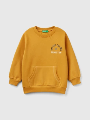 Benetton, Warm Hoodie With Kangaroo Pocket, size 116, Mustard, Kids United Colors of Benetton