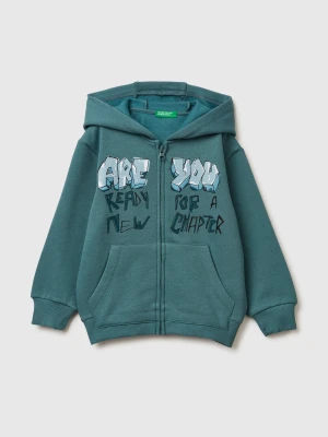 Benetton, Warm Hoodie With Print, Size: 116, Turquoise, Kids United Colors of Benetton