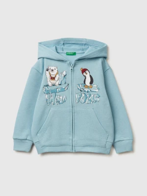 Benetton, Warm Hoodie With Print, Size: 82, Light Blue, Kids United Colors of Benetton