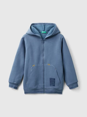 Benetton, Warm Hoodie With Print, size XL, Air Force Blue, Kids United Colors of Benetton