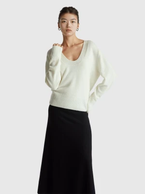 Benetton, Warm Oversized Sweater, Size: XXS, Creamy White, Women United Colors of Benetton
