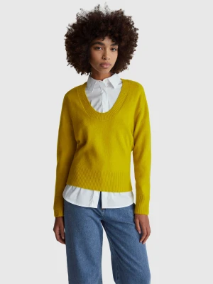 Benetton, Warm Oversized Sweater, Size: XXS, Mustard, Women United Colors of Benetton