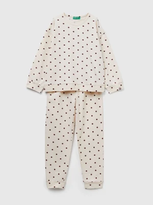 Benetton, Warm Polka Dot Pyjamas, Size: XXS, Creamy White, Kids United Colors of Benetton