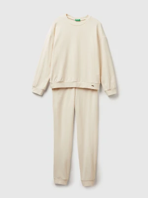 Benetton, Warm Pyjamas In Cotton Blend, Size: XXS, Creamy White, Women United Colors of Benetton