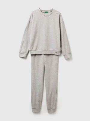 Benetton, Warm Pyjamas In Cotton Blend, Size: XXS, Light Gray, Women United Colors of Benetton