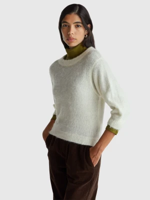 Benetton, Warm Short Sleeve Sweater, Size: XXS, Creamy White, Women United Colors of Benetton