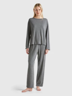 Benetton, Warm Stretch Cotton Pyjamas, size L, Gray, Women United Colors of Benetton