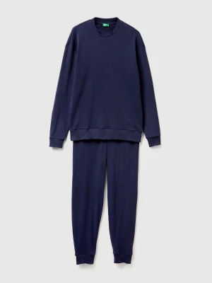 Benetton, Warm Stretch Cotton Pyjamas, Size: XL, Dark Blue, Men United Colors of Benetton