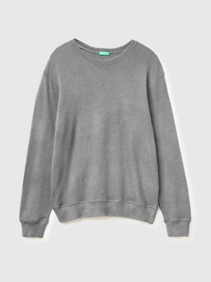 Benetton, Warm Stretch Cotton Sweater, Size: XL, Light Gray, Men United Colors of Benetton