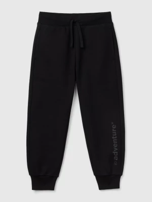 Benetton, Warm Sweatpants With Print, size XL, Black, Kids United Colors of Benetton