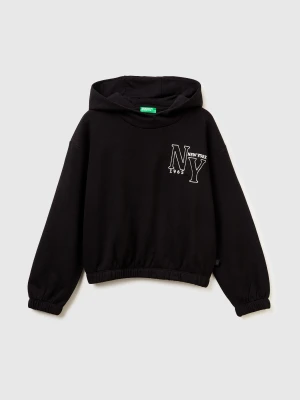 Benetton, Warm Sweatshirt With Embroidery, Size: XL, Black, Kids United Colors of Benetton