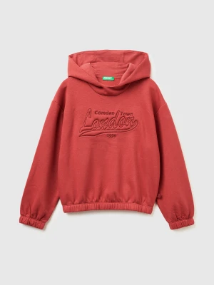 Benetton, Warm Sweatshirt With Embroidery, Size: XL, Coral, Kids United Colors of Benetton