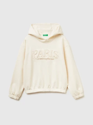 Benetton, Warm Sweatshirt With Embroidery, Size: XL, Creamy White, Kids United Colors of Benetton