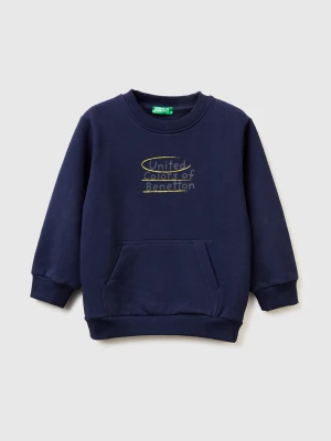Benetton, Warm Sweatshirt With Kangaroo Pocket, Size: 116, Dark Blue, Kids United Colors of Benetton