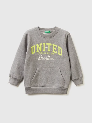 Benetton, Warm Sweatshirt With Kangaroo Pocket, Size: 116, Dark Gray, Kids United Colors of Benetton