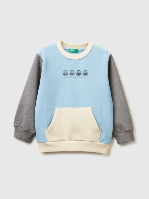 Benetton, Warm Sweatshirt With Kangaroo Pocket, Size: 116, Light Blue, Kids United Colors of Benetton