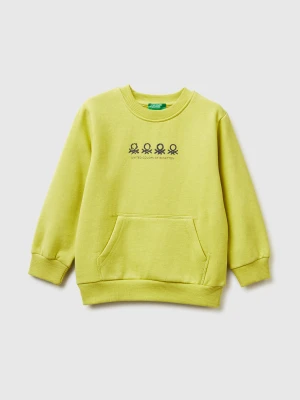 Benetton, Warm Sweatshirt With Kangaroo Pocket, Size: 116, Yellow, Kids United Colors of Benetton