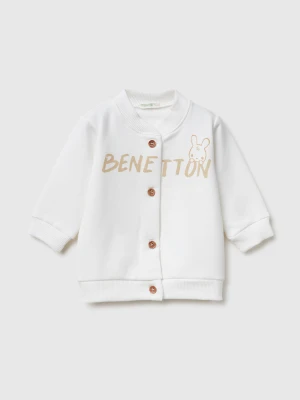 Benetton, Warm Sweatshirt With Logo Print, Size: 82, Creamy White, Kids United Colors of Benetton