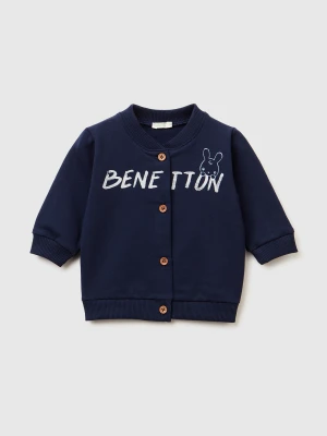Benetton, Warm Sweatshirt With Logo Print, Size: 82, Dark Blue, Kids United Colors of Benetton
