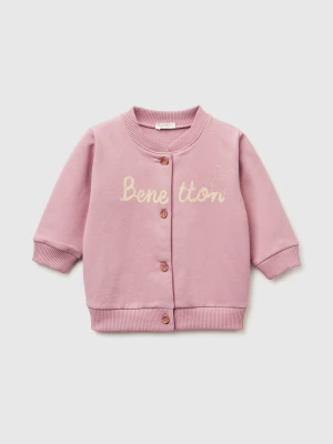 Benetton, Warm Sweatshirt With Logo Print, Size: 82, Mauve, Kids United Colors of Benetton