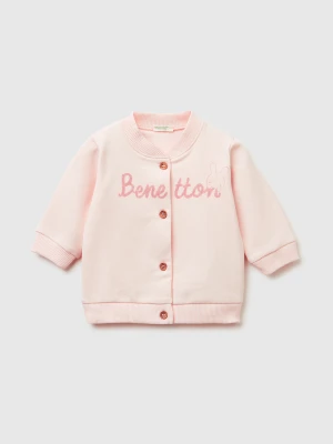 Benetton, Warm Sweatshirt With Logo Print, Size: 82, Soft Pink, Kids United Colors of Benetton