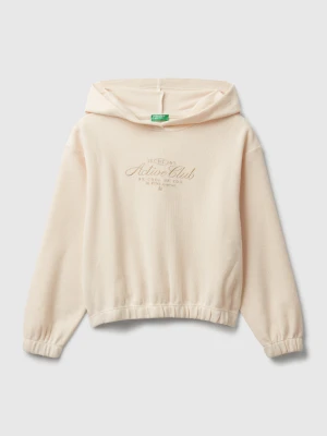 Benetton, Warm Sweatshirt With Lurex Embroidery, size XL, Beige, Kids United Colors of Benetton