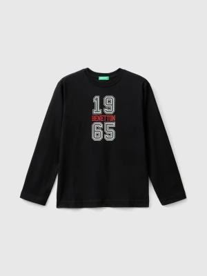 Benetton, Warm T-shirt With Logo Print, size 2XL, Black, Kids United Colors of Benetton