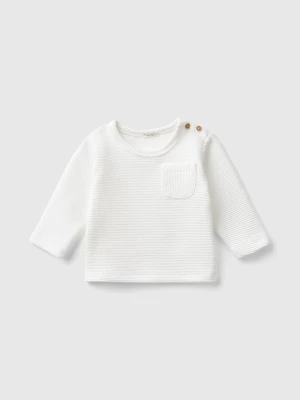 Benetton, Warm T-shirt With Pocket, size 62, Creamy White, Kids United Colors of Benetton