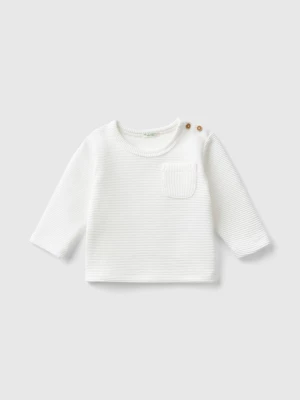 Benetton, Warm T-shirt With Pocket, size 82, Creamy White, Kids United Colors of Benetton