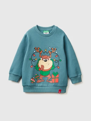 Benetton, Warm Taz ©looney Tunes Christmas Sweatshirt, Size: 104, Turquoise, Kids United Colors of Benetton