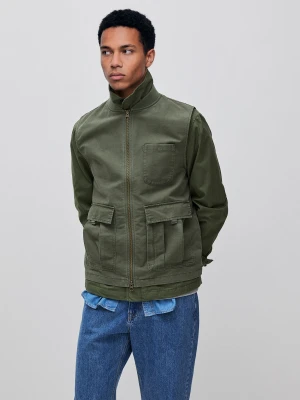 Benetton, Washed Cotton Vest, Size: XL, Military Green, Men United Colors of Benetton