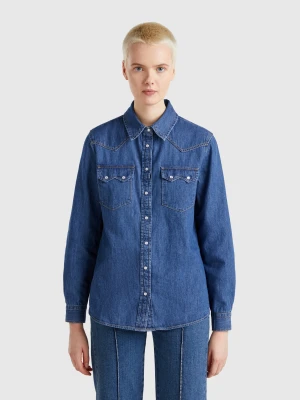 Benetton, Western Denim Shirt, size XXS, Blue, Women United Colors of Benetton