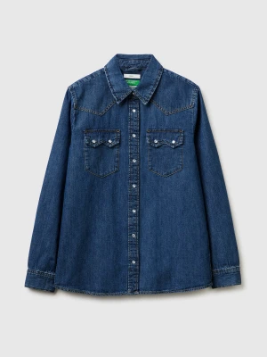 Benetton, Western Denim Shirt, Size: XXS, Blue, Women United Colors of Benetton