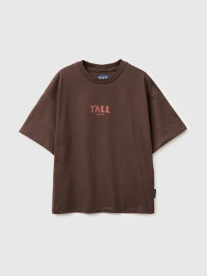 Benetton, Western Print T-shirt, Size: XS, Brown, Women United Colors of Benetton