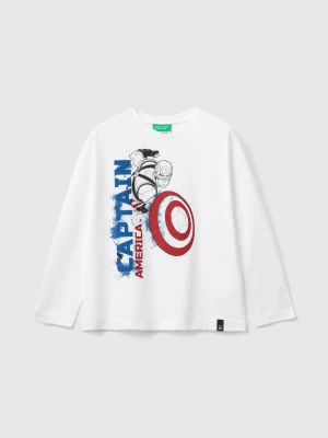 Benetton, White ©marvel Captain America T-shirt, size XL, White, Kids United Colors of Benetton